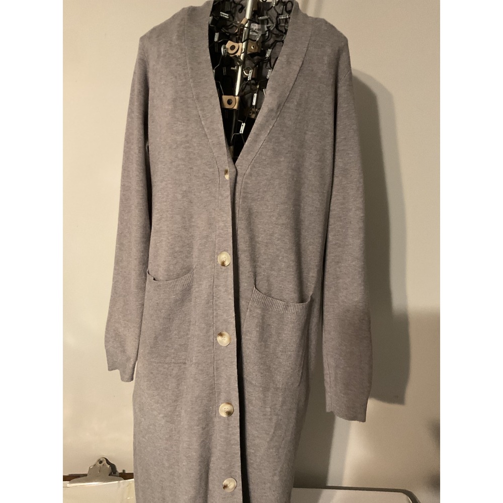 Carly Jean Los‎ Angeles Gray Button Front Long Cardigan Sweater M